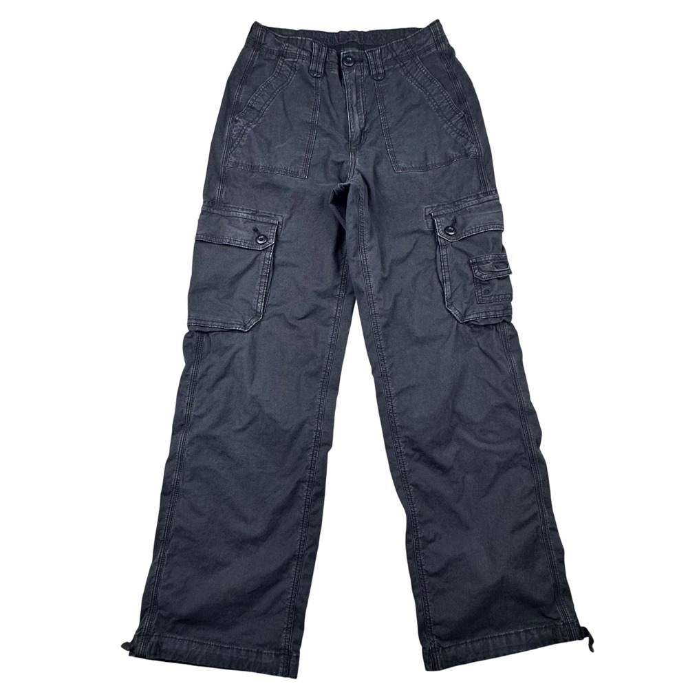 American Eagle Baggy Jogger Cargo Pants Womens 2 Reg Streetwear Black Stretch